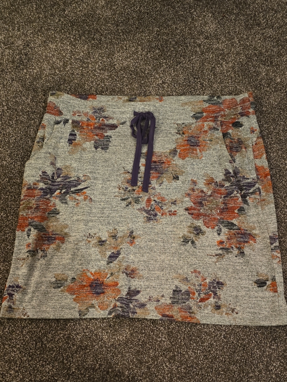 Market & Spruce Gray Mini Skirt with Orange & Purple Floral Print